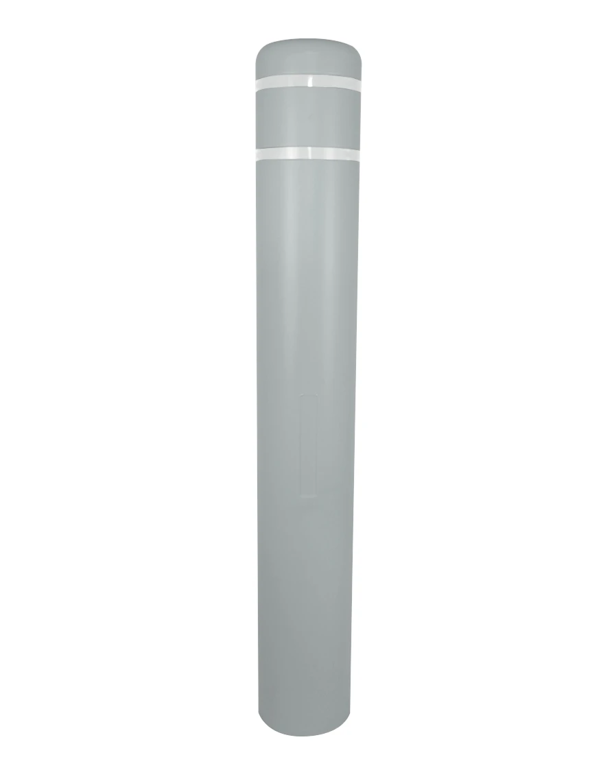 7\" x 52\" Gray Bollard Cover with two White Reflective Stripes