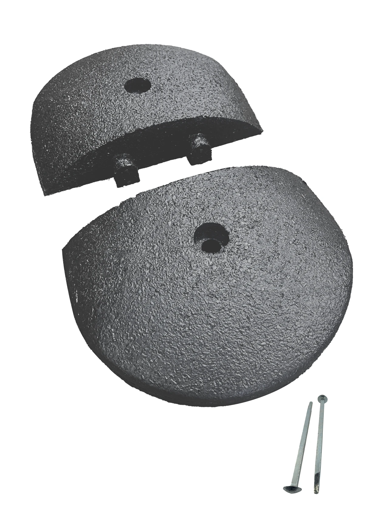 Pair of 9\" Rounded End Caps for GUMA Rubber Speed Bumps w/12\" Galvanized Steel Spikes