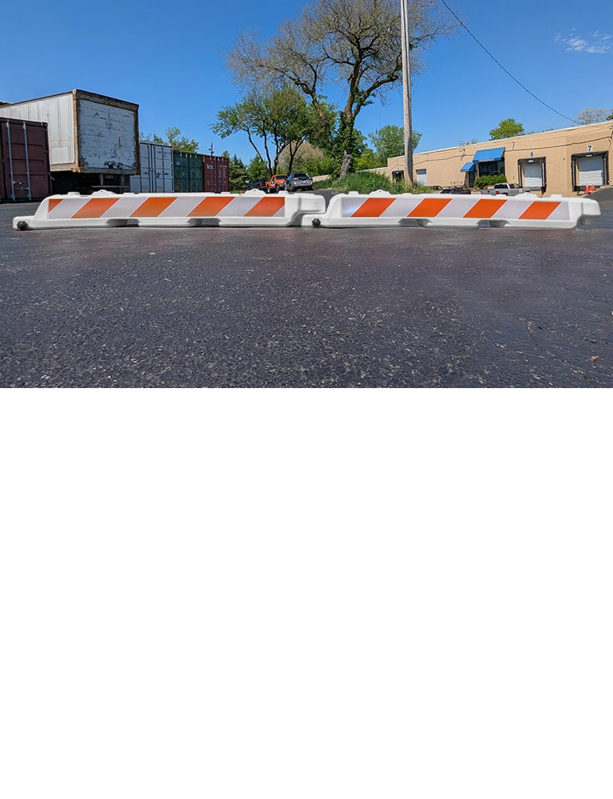 Lo-Pro Airport Barricade, 10\"W x 10\"H x 96\"L, White, High Intensity (HI) Orange \u0026 White Reflective Sheeting