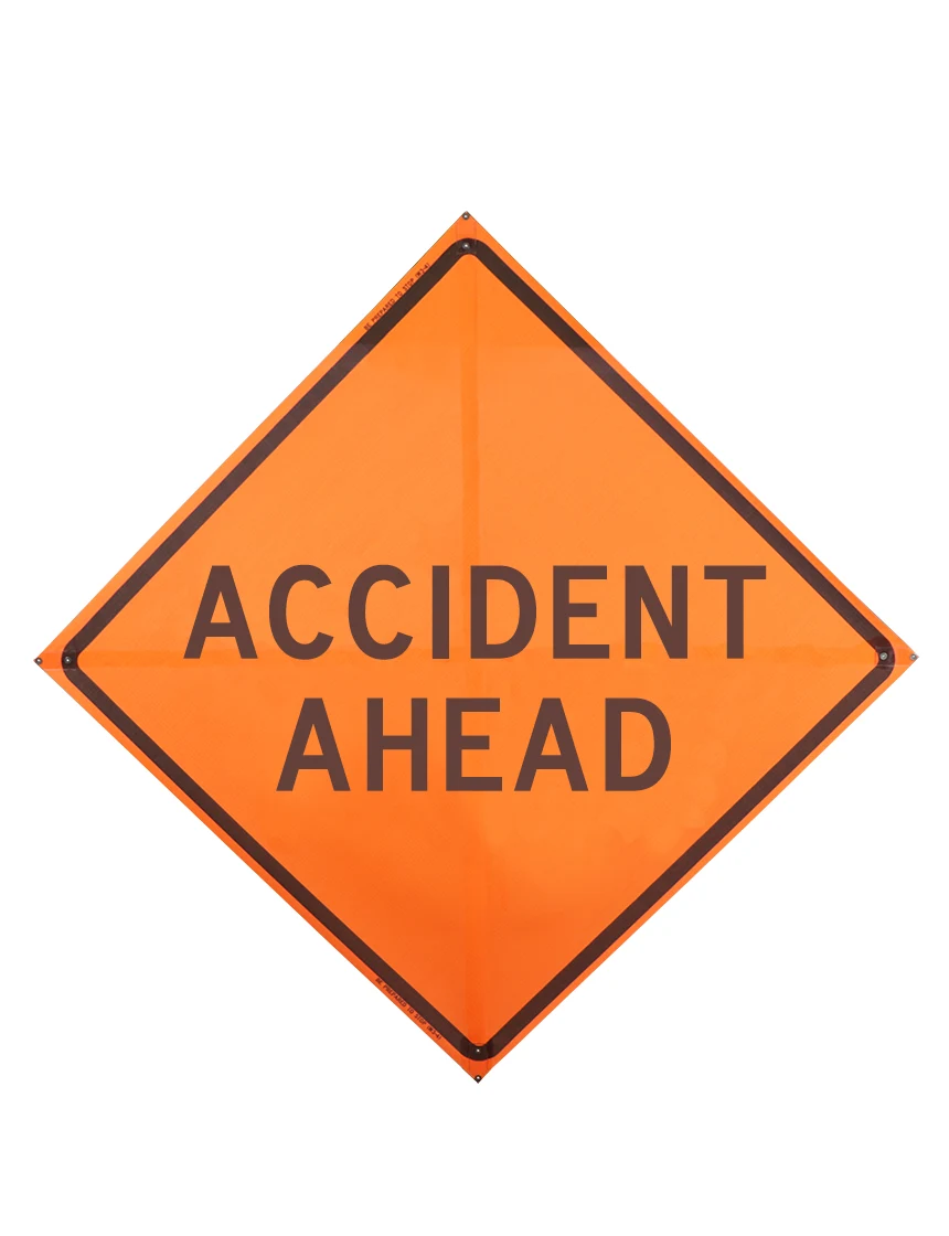 Accident ahead sign sewn pockets Mesh 48 inch x 48 inch