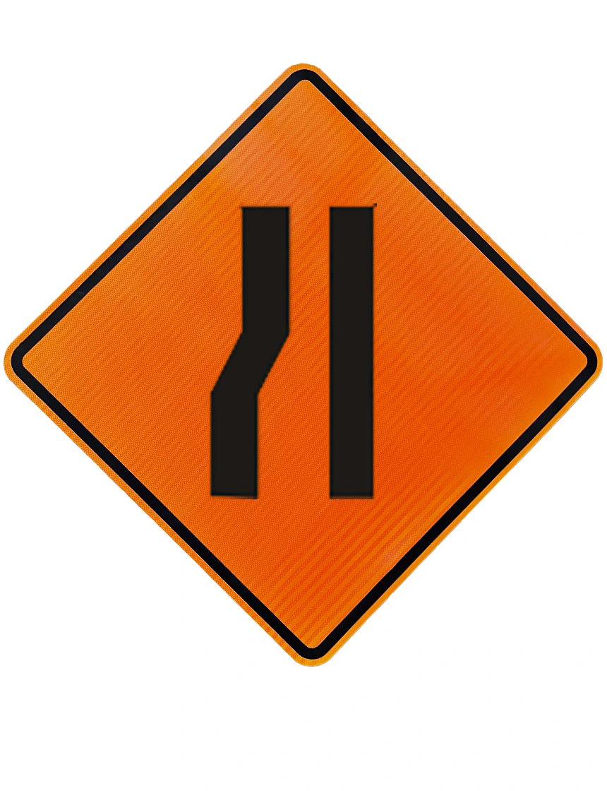 48\", Aluminum Composite Material (Acm), High Intensity Reflective Sign, Left Lane Ending Symbol