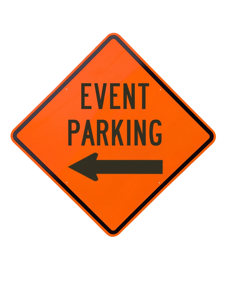 36\", Aluminum, Diamond Grade Reflective Sign, Event Parking Left Arrow