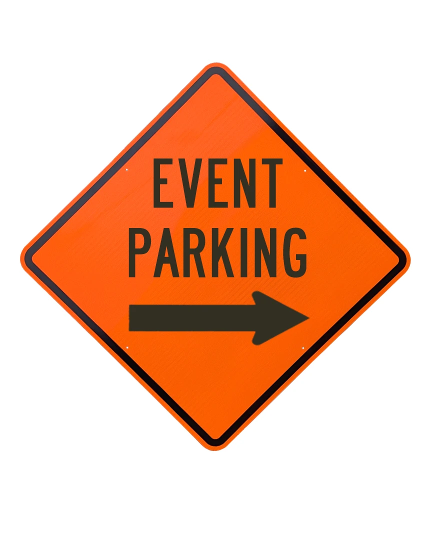 36\", Aluminum, Diamond Grade Reflective Sign, Event Parking Right Arrow