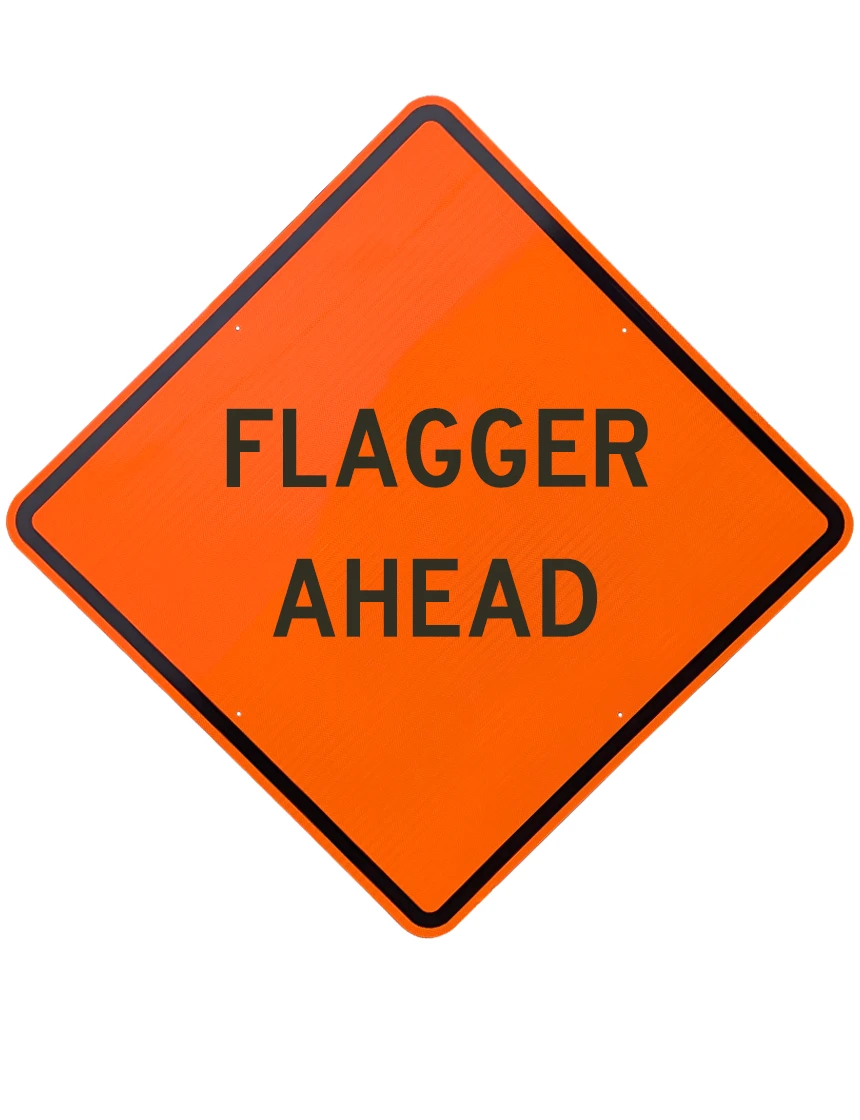 48\", Aluminum, Diamond Grade Reflective Sign, Flagger Ahead (Text)