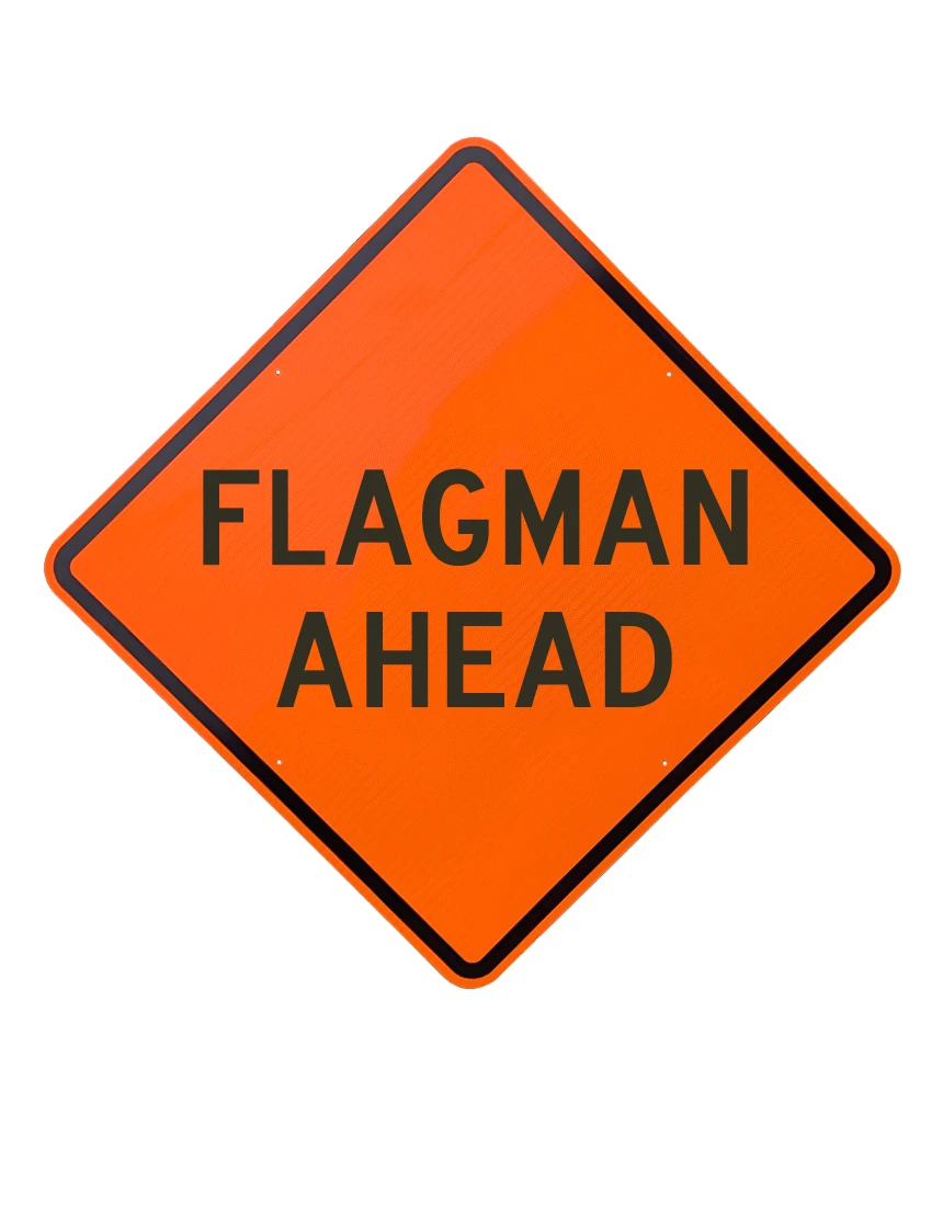 36\", Aluminum, Diamond Grade Reflective Sign, Flagman Ahead