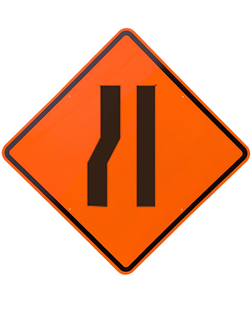 48\", Aluminum, Diamond Grade Reflective Sign, Left Lane Ending Symbol