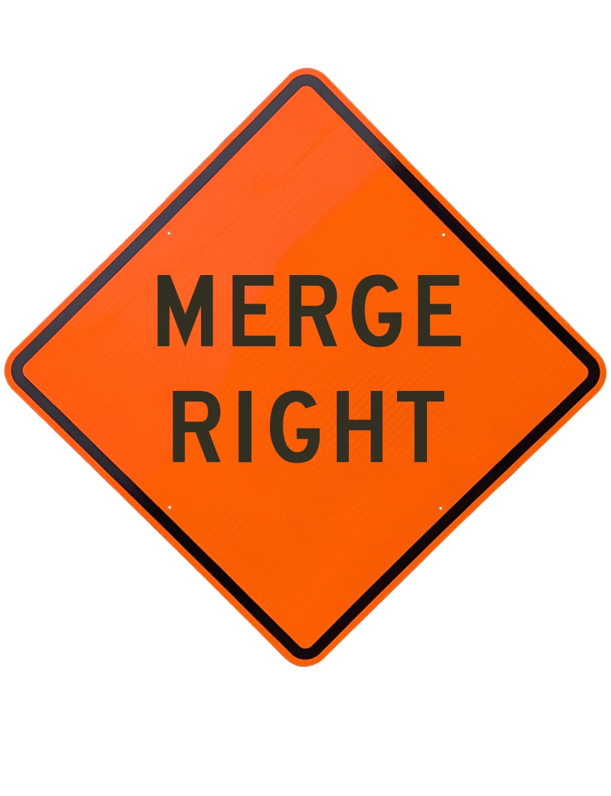 48\", Aluminum, Diamond Grade Reflective Sign, Merge Right