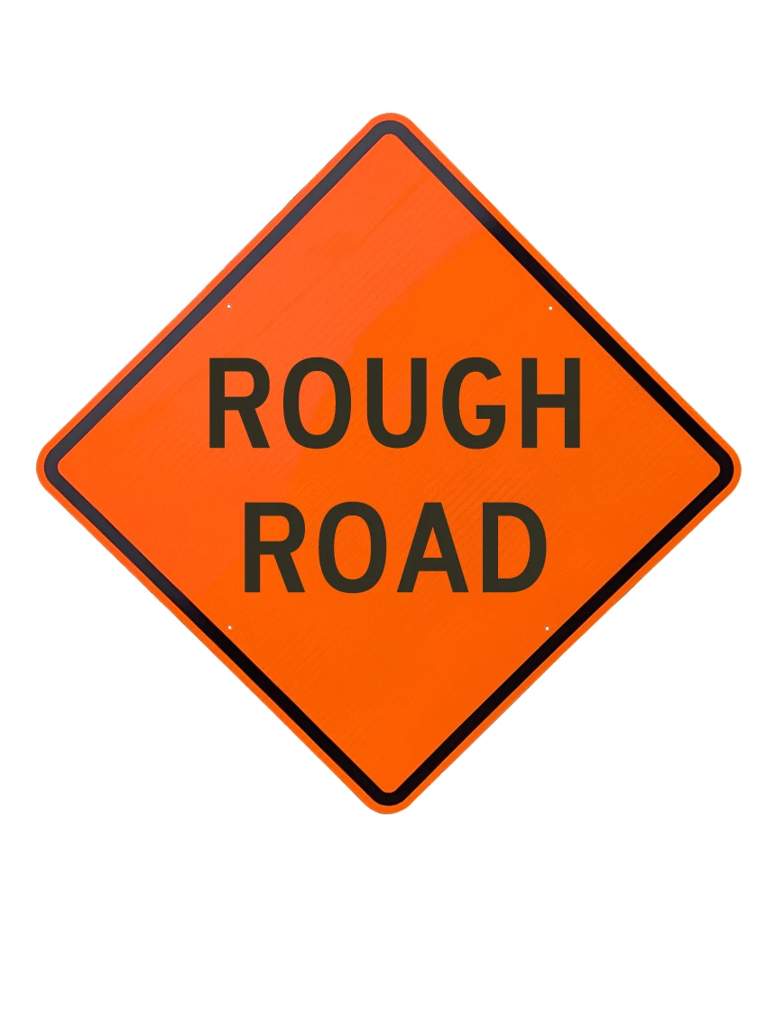 36\", Aluminum, Diamond Grade Reflective Sign, Rough Road