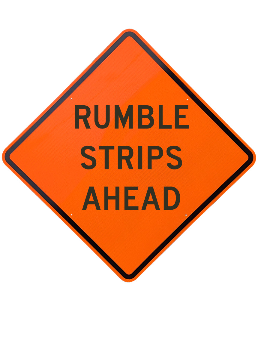 48\", Aluminum, Diamond Grade Reflective Sign, Rumble Strips Ahead