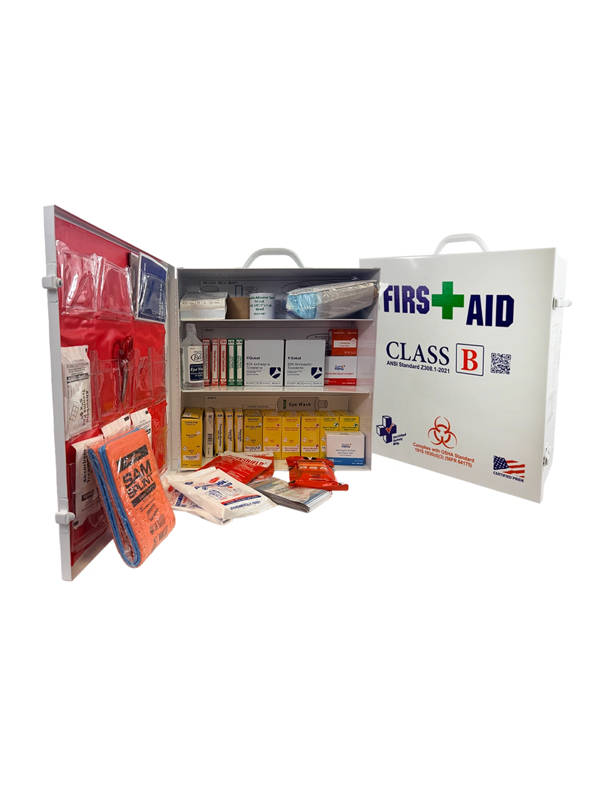 ANSI Class \"B\" Blood Borne Pathogen (BBP) First Aid Kit in Metal Cabinet