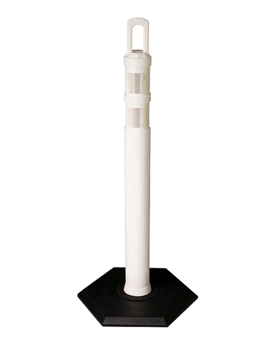 42\" White JBC Arch Top Tube w/ Two 3\" Reflective Collars \u0026 18lbs Base