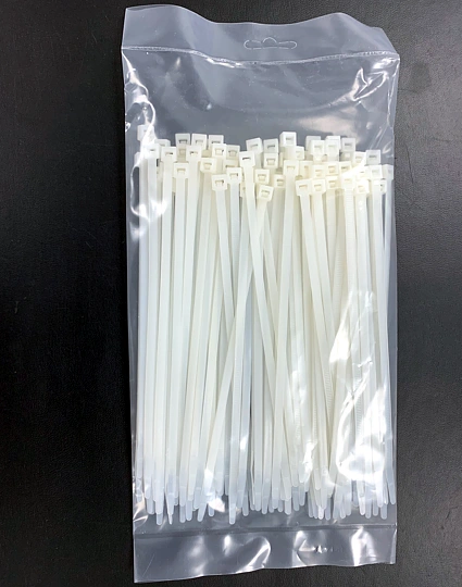 Bag of 100, 7\" Long, Natural White, Zip Ties