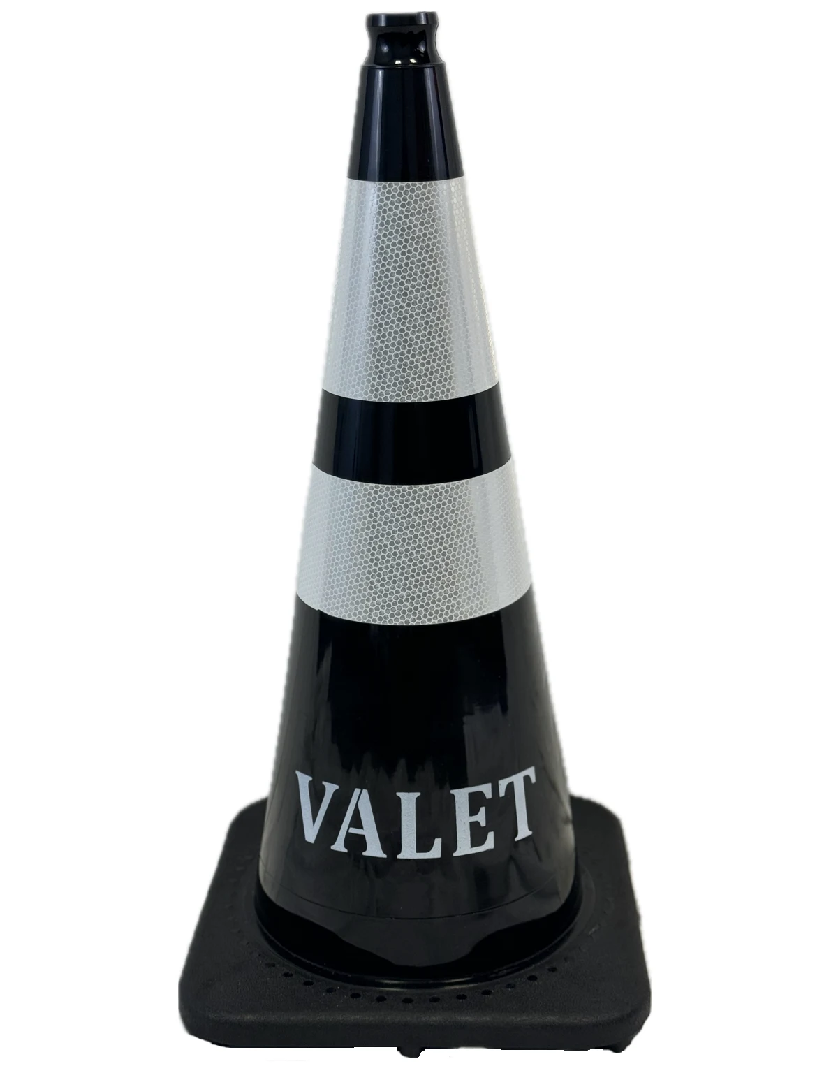 Black 28\" 7 lbs JBC Cone w/ 6\" \u0026 4\" Reflective Collars \u0026 Double-Sided \u0027Valet\u0027 Lettering