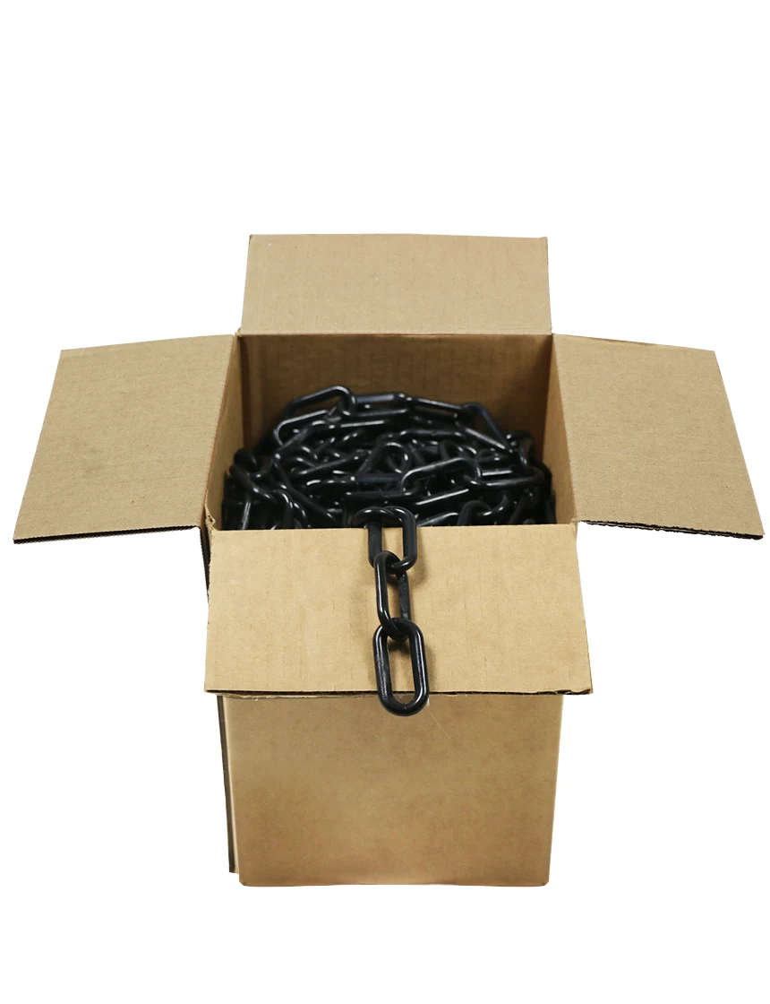 100\u0027 Box Of Black 2\" Link, Standard Plastic Chain