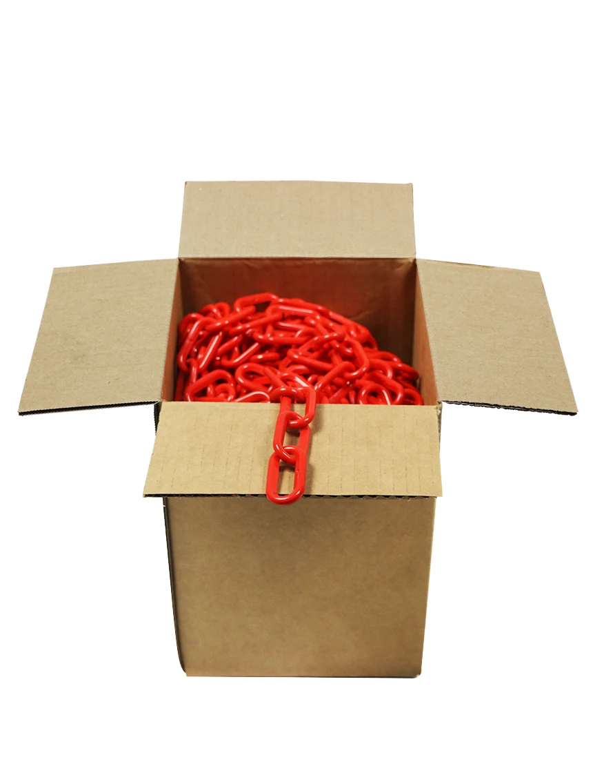 100\u0027 Box Of Red 2\" Link, Standard Plastic Chain