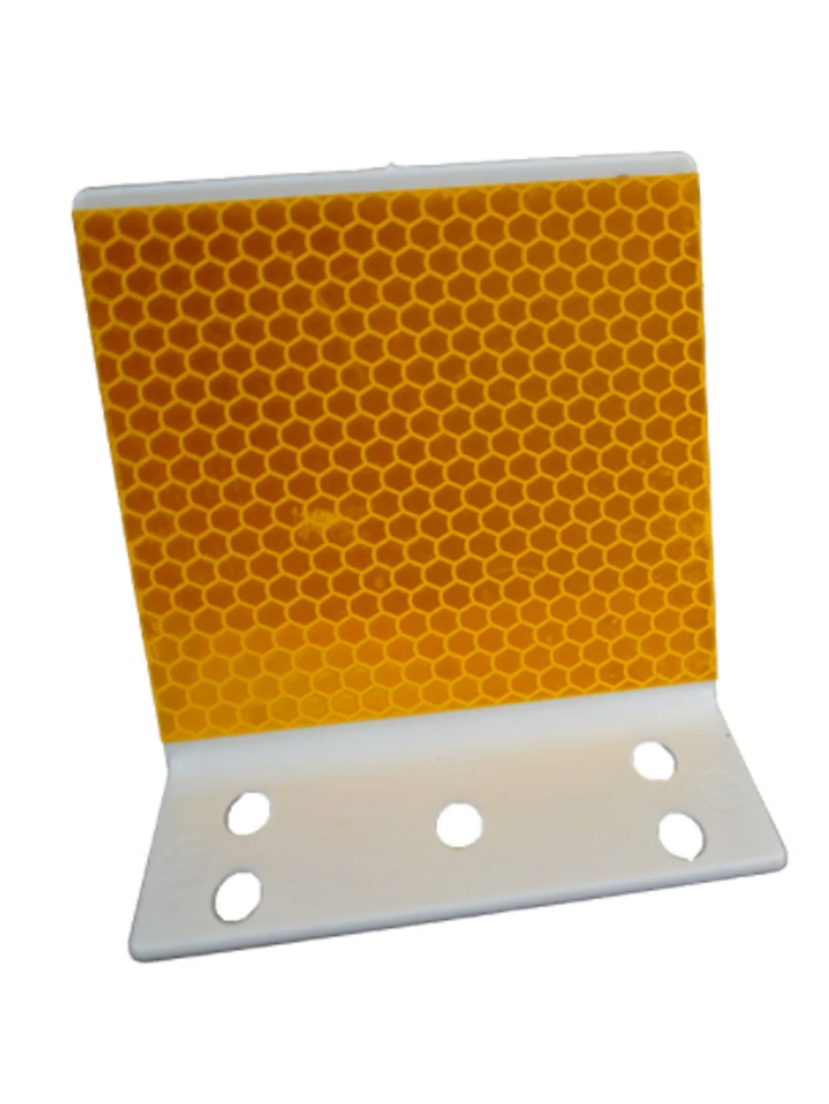 Box of 50 - 3\" White ABS Barrier Wall Reflectors Yellow Reflective Sheeting on One (1) Side
