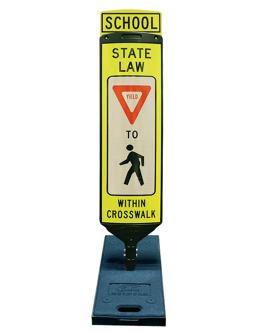48\" School State Law Yield To Pedestrians Double Sided - Portable