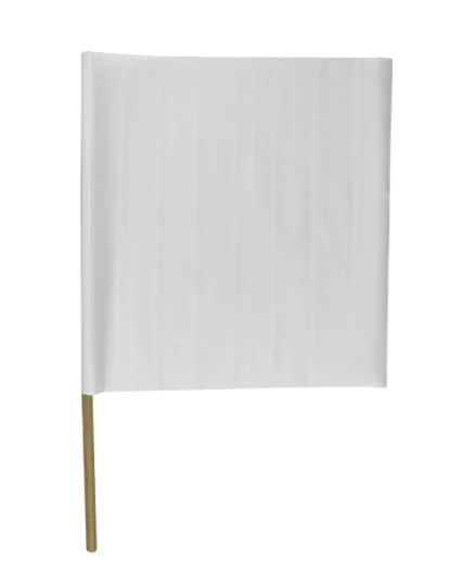 20\" X 20\" White Airport Barricade Flag w/ 30\" Wooden Handle
