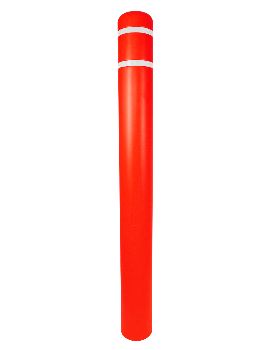 5\" X 52\" Red Bollard Cover w/ Two White Reflective Stripes