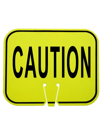caution clip on sign lime non reflective horizontal