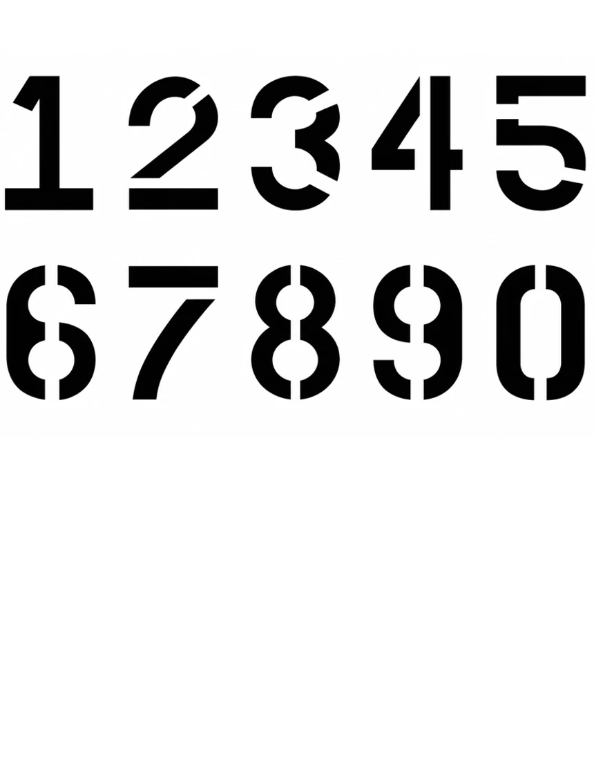 8\" Tall Numbers, Reusable, Parking Lot Number Stencil Set