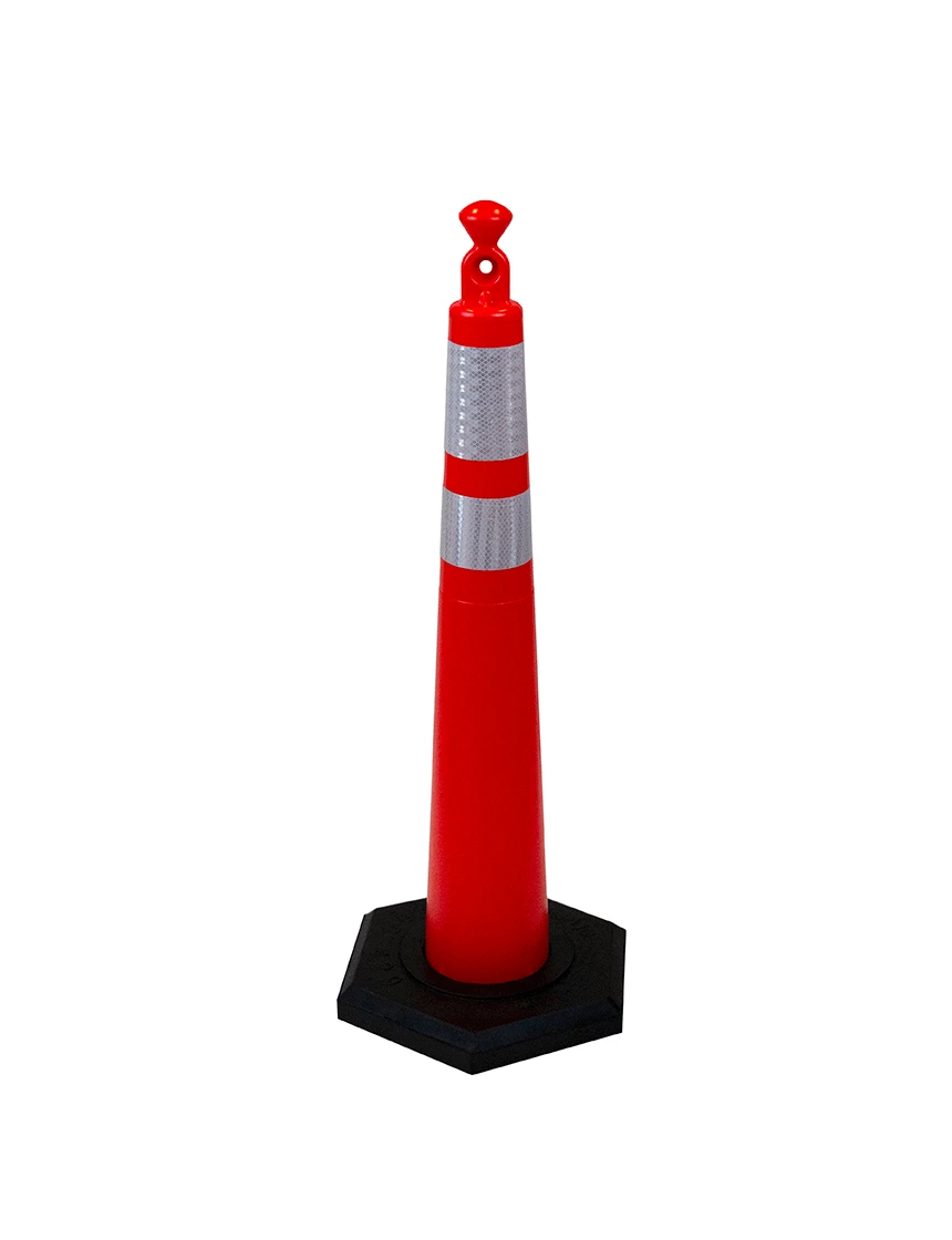42\" Grabber Cone with 6\" \u0026 4\" Reflective Collar and 16 Lb. Recycled Rubber Base