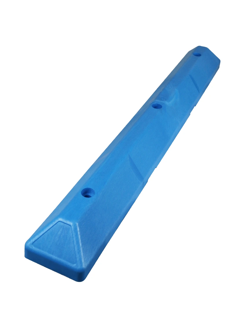 4\u0027 Blue Recycled Plastic Commercial Parking Block w/ 18\" Galvanized Steel Spike Fasteners