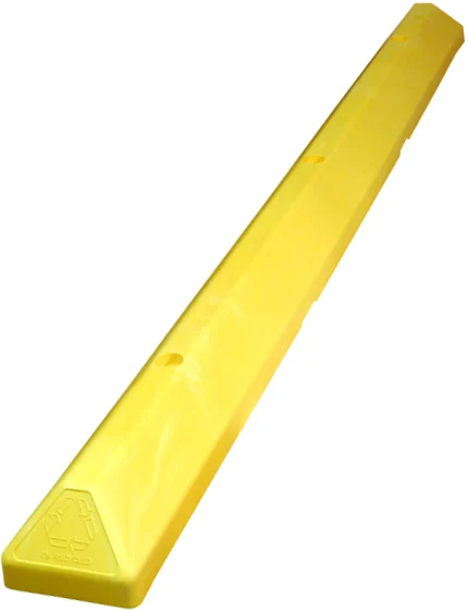 6\u0027 Yellow Recycled Plastic Commercial Parking Block w/ 18\" Steel Mounting Spikes