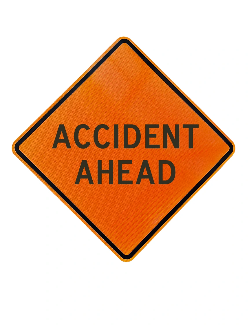 36\", Corrugated Plastic, High Intensity Reflective Sign, Accident Ahead