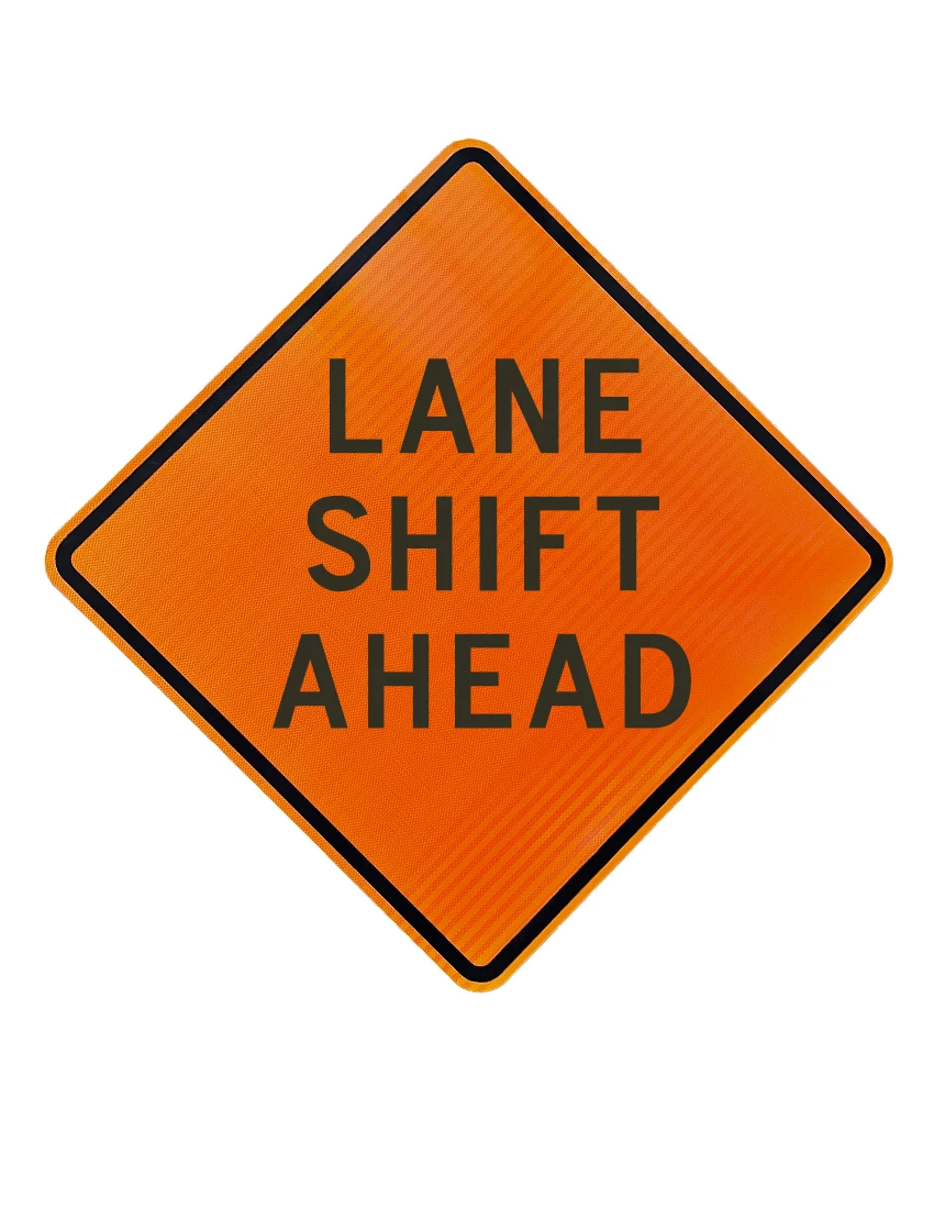 36\", Corrugated Plastic, High Intensity Reflective Sign, Lane Shift Ahead