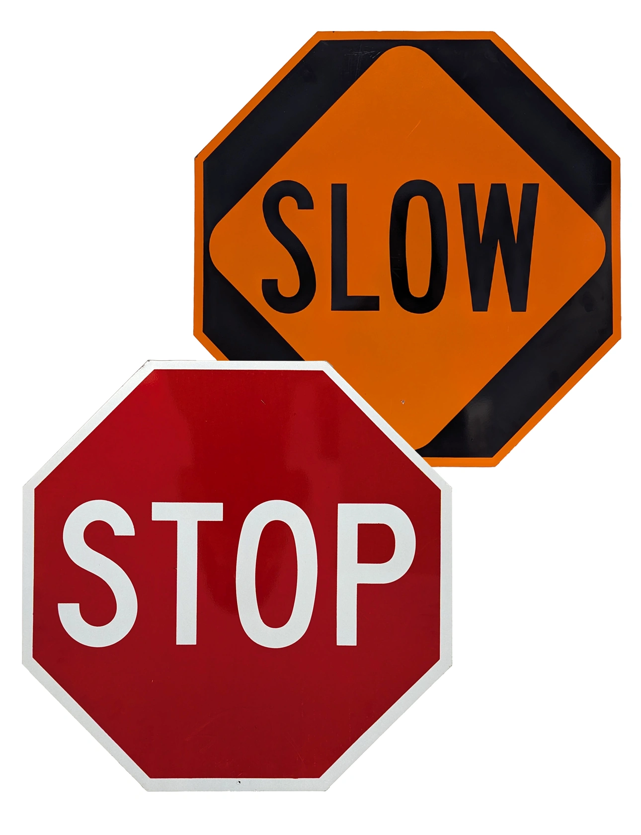 Cortina 24\" Stop / Slow Paddle, Engineer Grade (EG) Reflective Sheeting \u0026 81\" Telescoping Handle