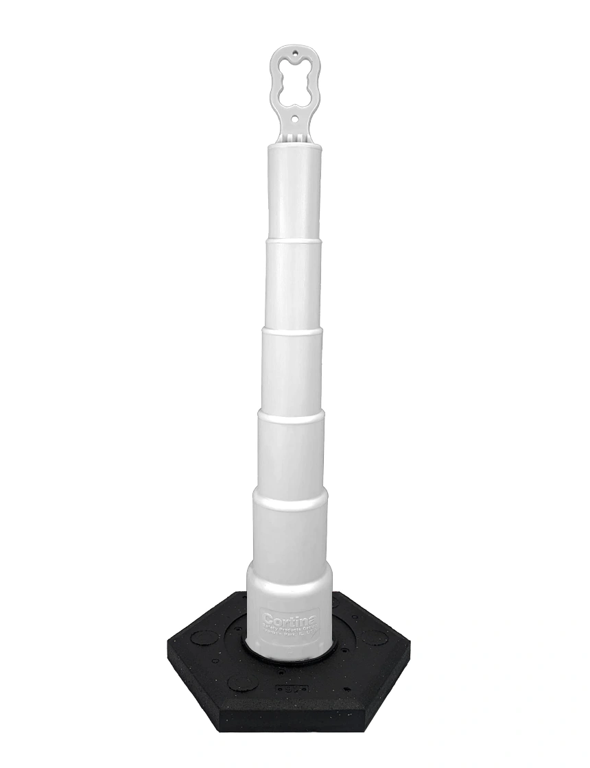 42\" White Ez-Grab Channelizer 16 lbs Base w/ Single Color Graphic