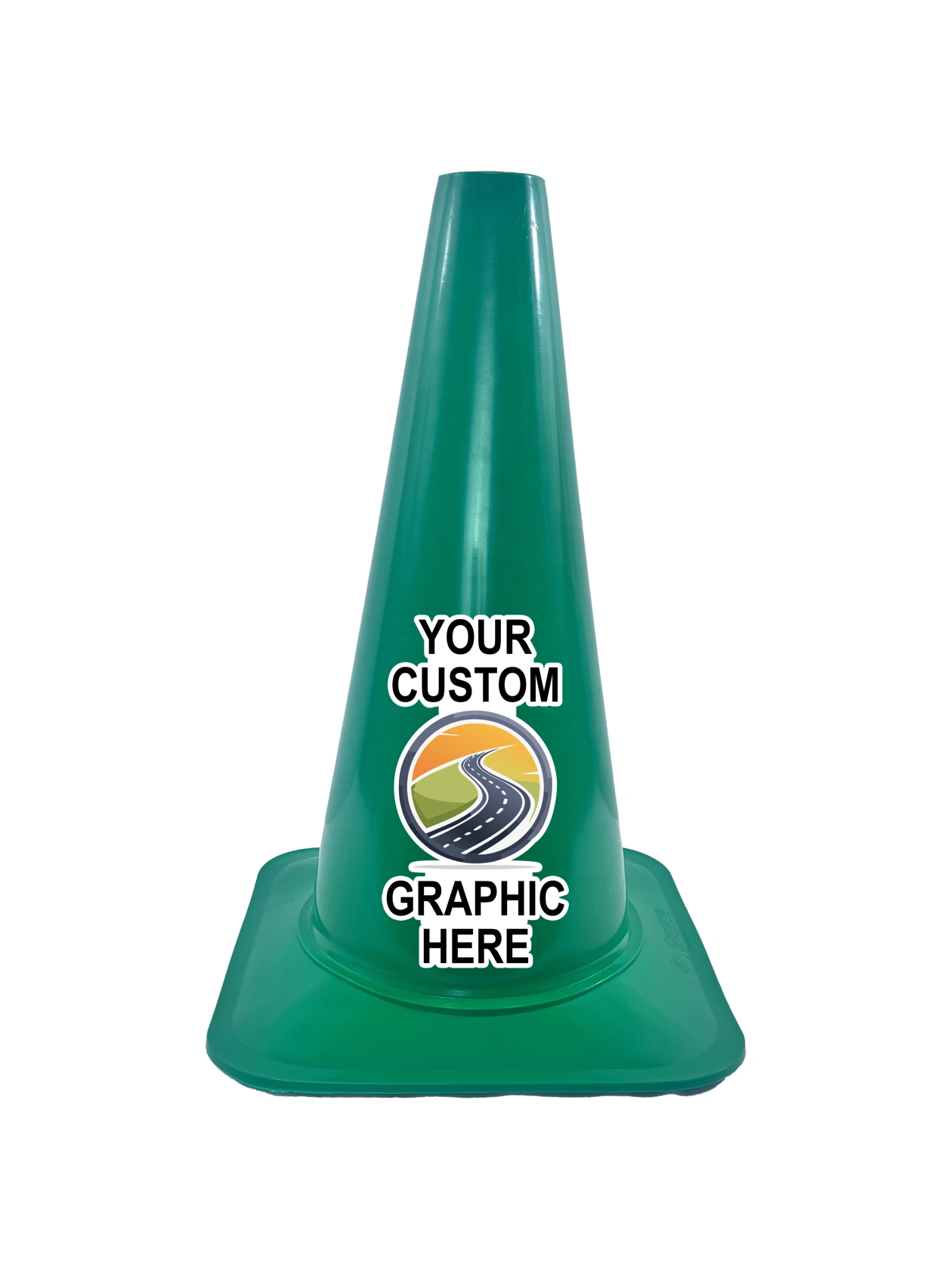 18\" Cortina \u0027Sport Cone\u0027, Green with Full Color Custom Graphic