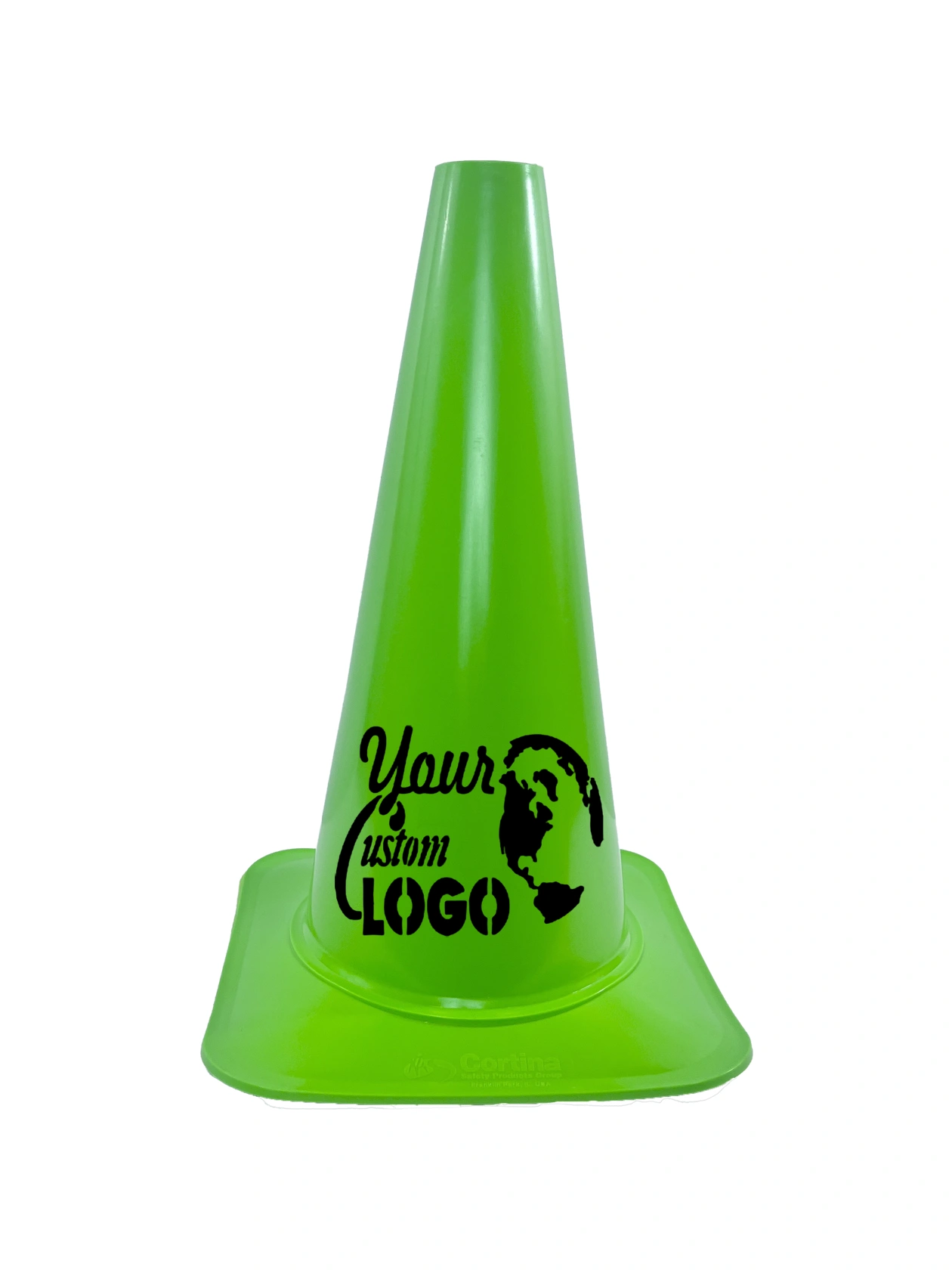18\" Cortina \u0027Sport Cone\u0027, Lime with Single Color Custom Graphic