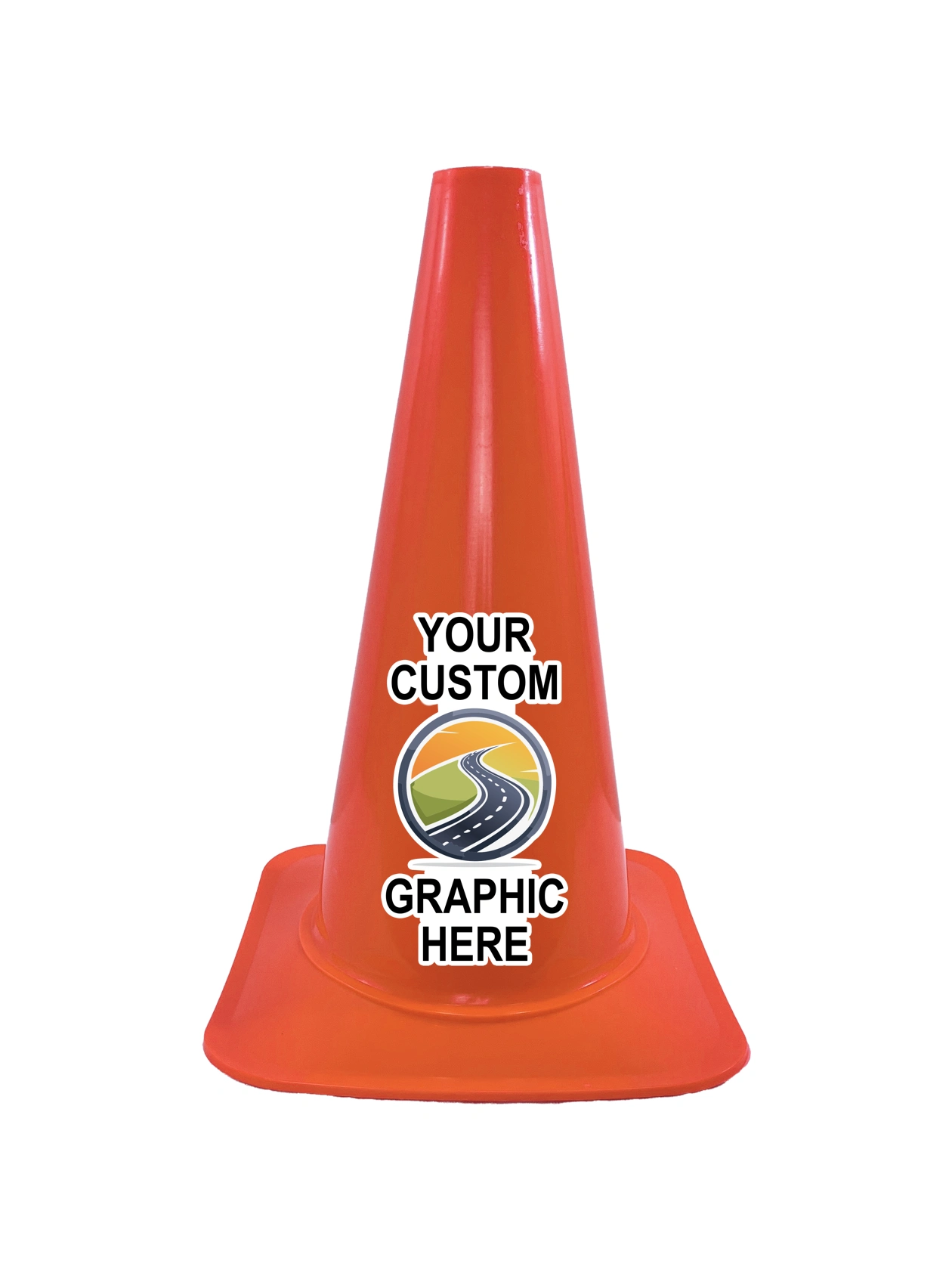 18\" Cortina \u0027Sport Cone\u0027, Orange with Full Color Custom Graphic
