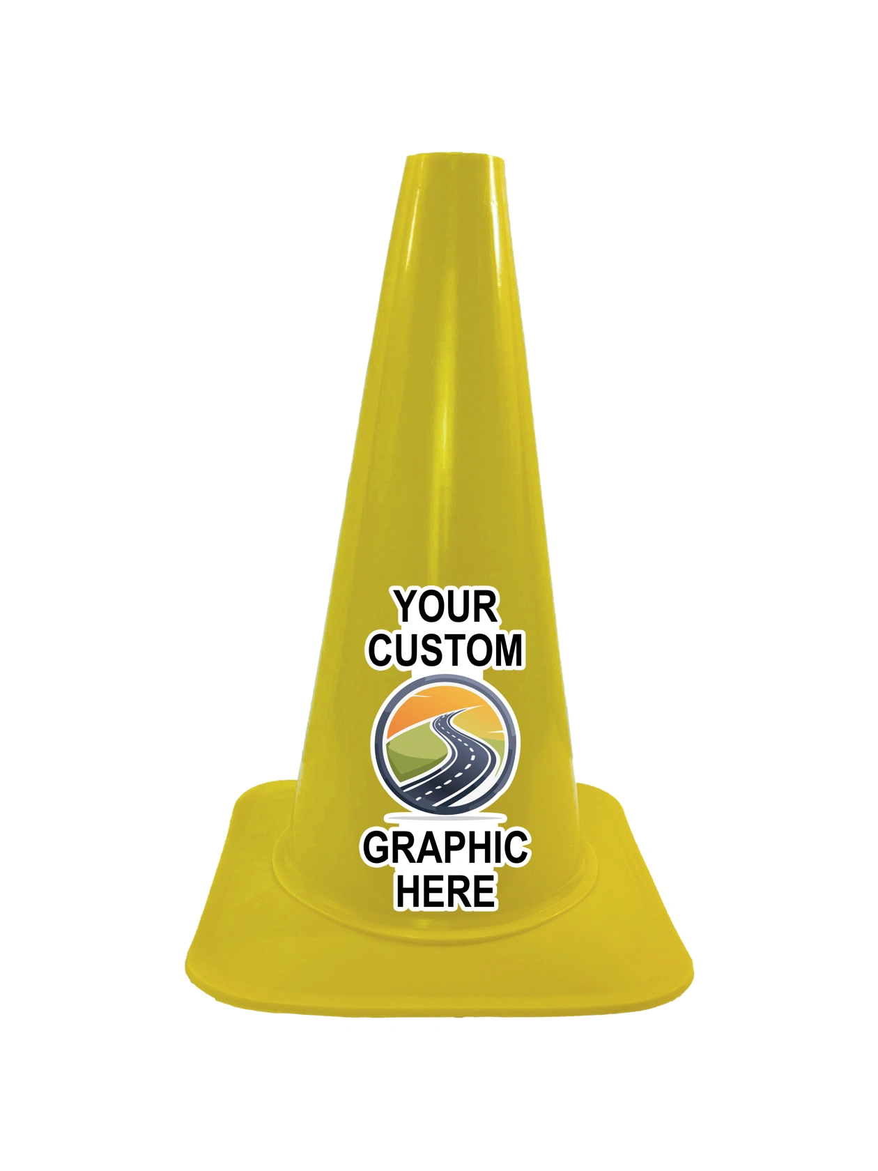 18\" Cortina \u0027Sport Cone\u0027, Yellow with Full Color Custom Graphic
