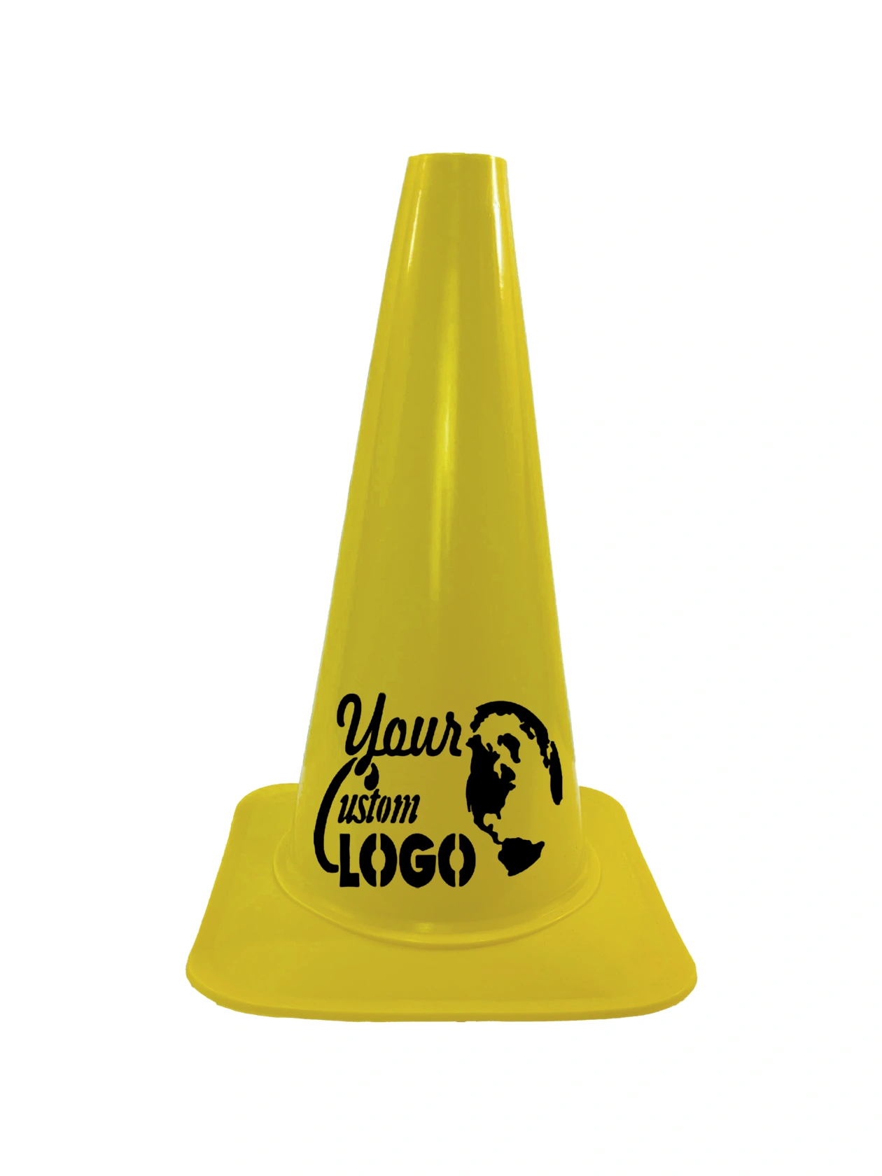 18\" Cortina \u0027Sport Cone\u0027, Yellow with Single Color Custom Graphic