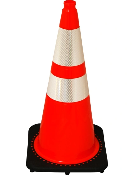 Orange 28\" 10.0 Lb. Black Base Cone with 6\" \u0026 4\" Reflective Collars