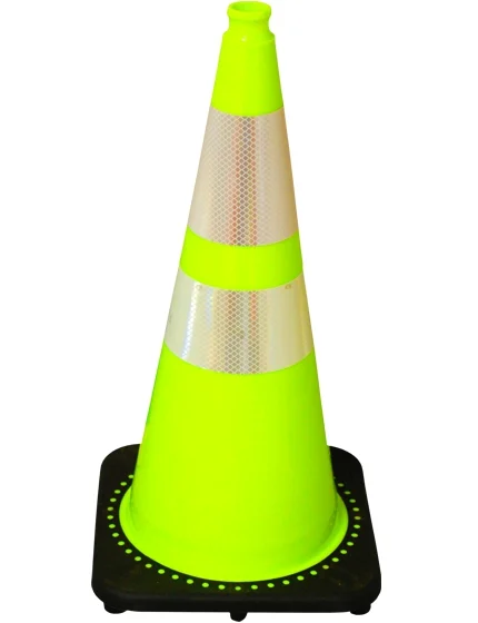 Lime 28\" 7.0 Lb. Black Base Cone with 6\" \u0026 4\" Reflective Collars
