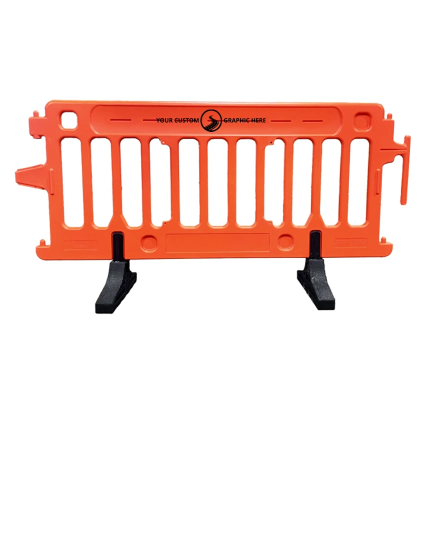 6\u0027 Long x 39 1/2\" Tall, Plasticade Crowdcade™ Crowd Control System, Orange with Single Color Custom Graphic