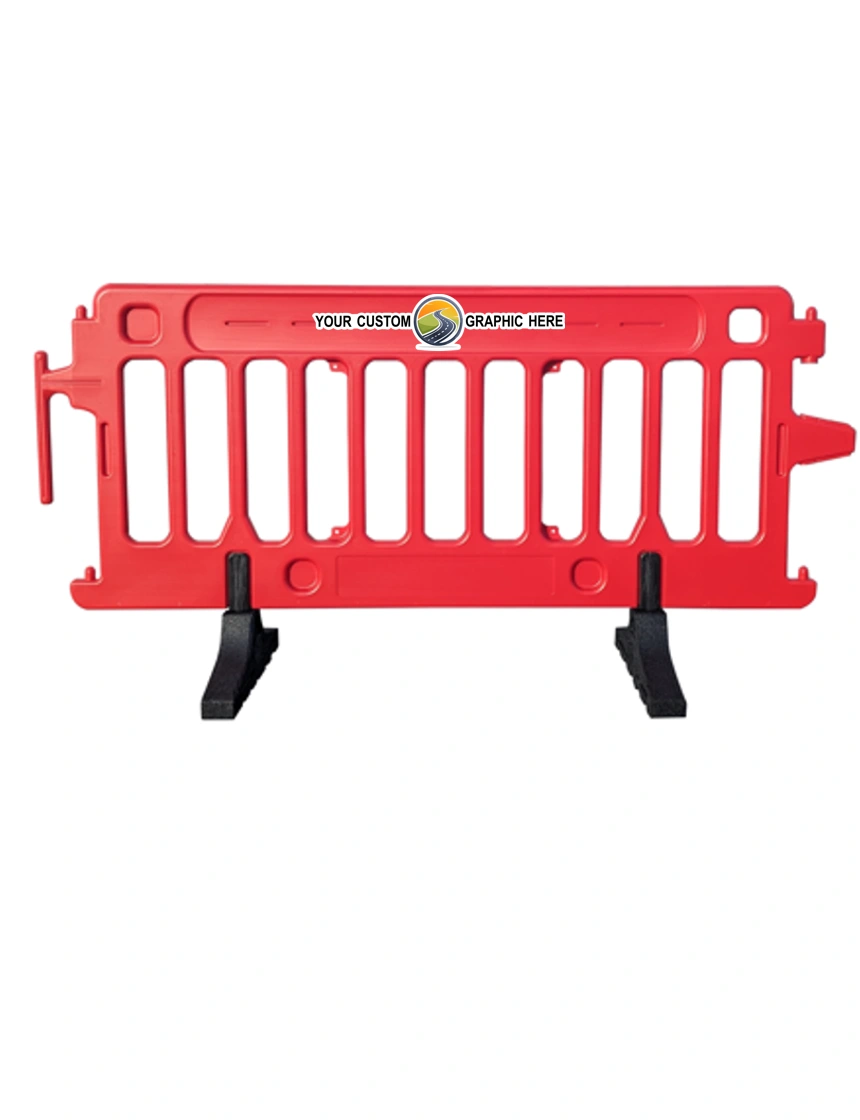 6\u0027 Long X 39 1/2\" Tall, Plasticade Crowdcade Crowd Control System, Red w/ Full Color Custom Graphic