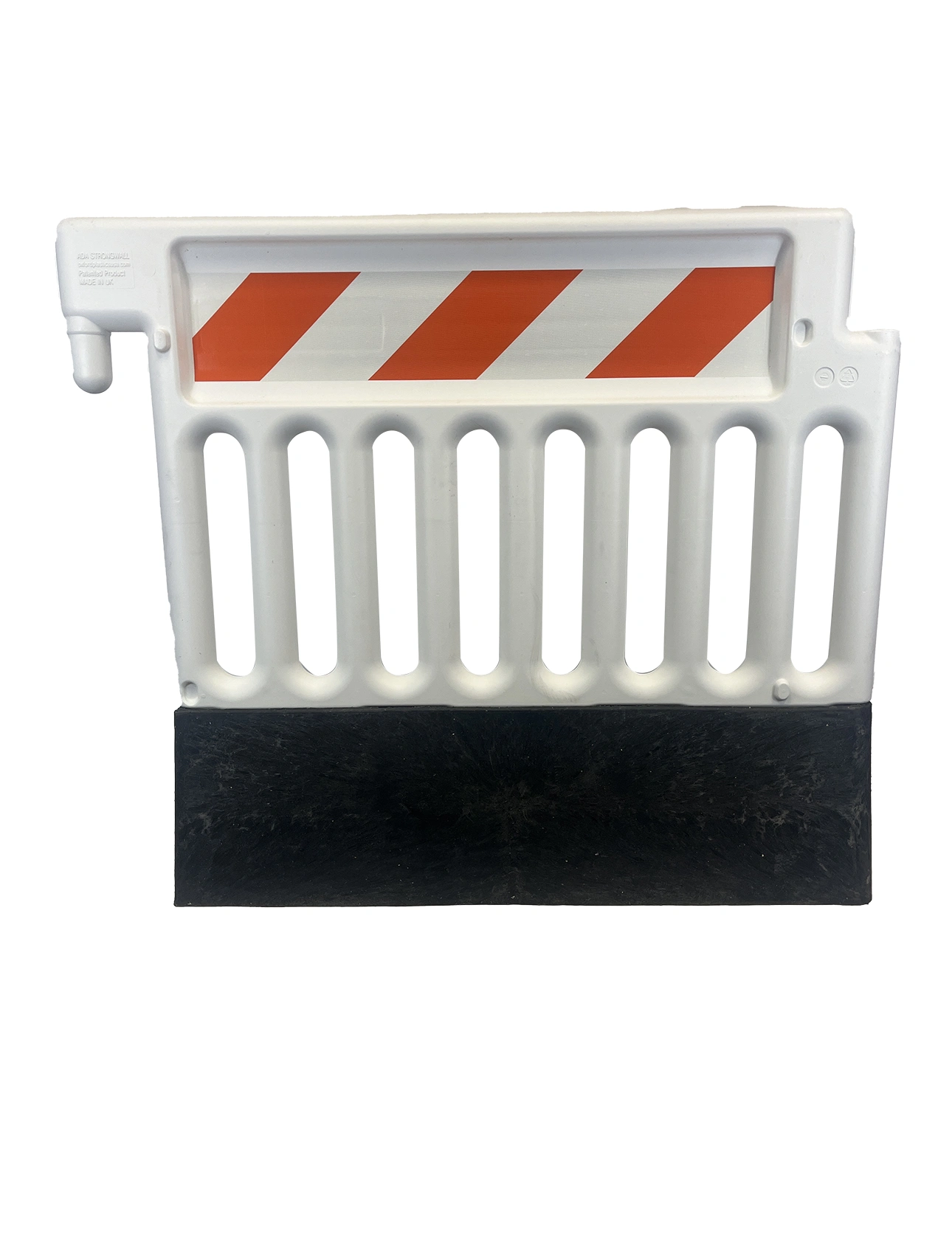 Plasticade Strongwall ADA Pedestrian Barricade and Channelizer, White with One (1) Piece of EG Sheeting on One (1) side \u0026 43 Lb. Base