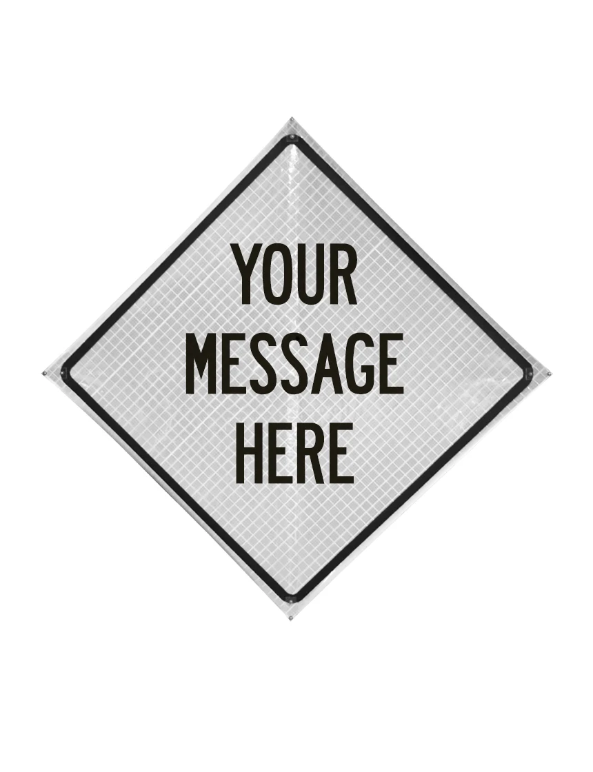 36\" White, Heavy Duty, Reflective, Custom Roll Up Sign