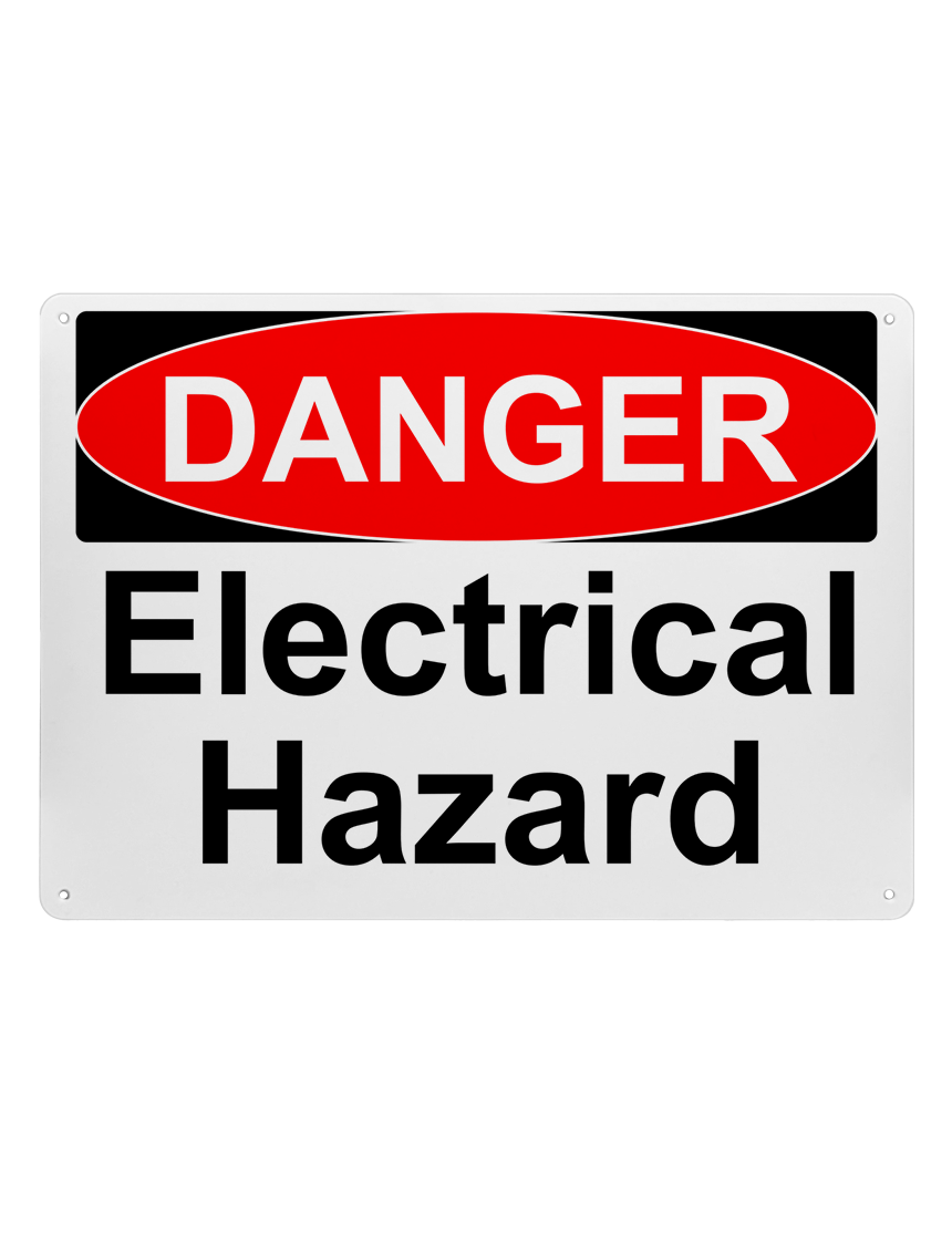 14\" tall x 10\" wide plastic sign with mounting holes, Danger Electrical Hazard