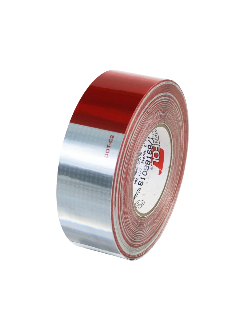 DOT-C2 Conspicuity Tape, 11\" x 7\" red/white, Rolls of 150\u0027 x 2\"