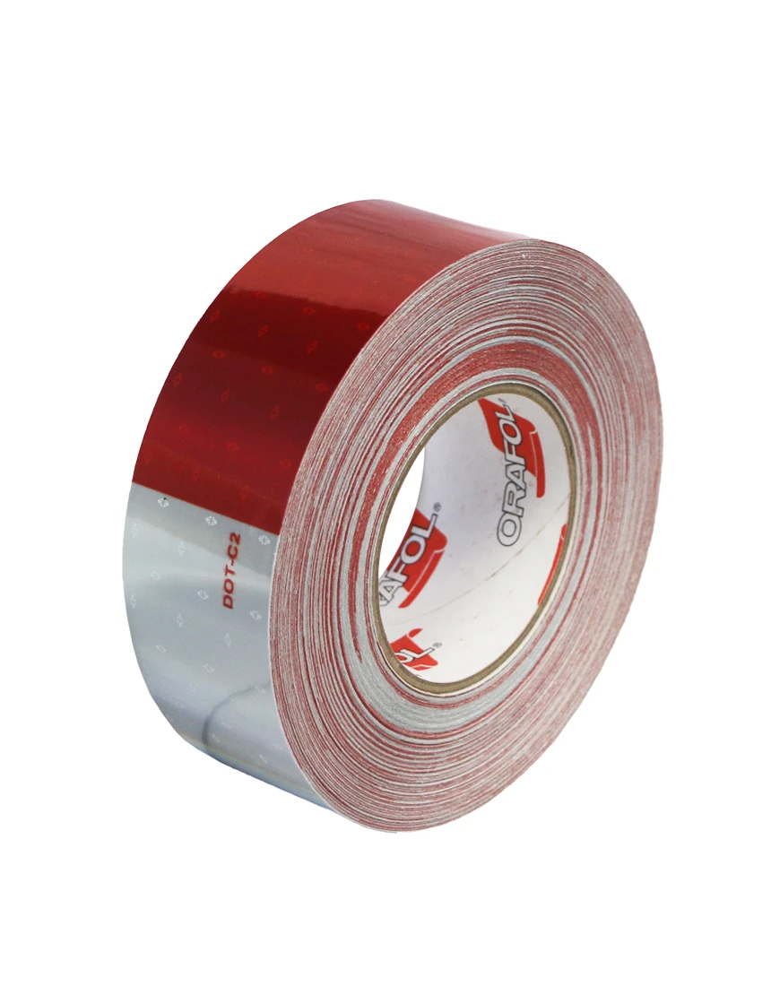 DOT Conspicuity Sheeting, 6\"x 6\" red/white, Rolls of 150\u0027 x 2\"
