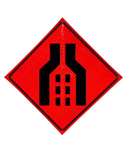 Double Merge Symbol Sign Sewn Pockets Reflective 48\" X 48\"