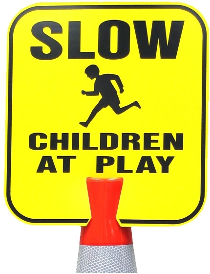 Double Sided, Non-Reflective, Slow Children At Play Clip-On-Sign