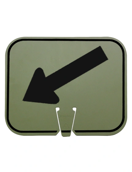 down left arrow clip on sign non reflective horizontal olive drab