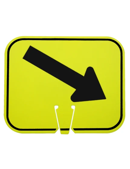 down right arrow clip on sign lime non reflective horizontal